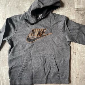 Nike Gray Hoodie with Orange Logo